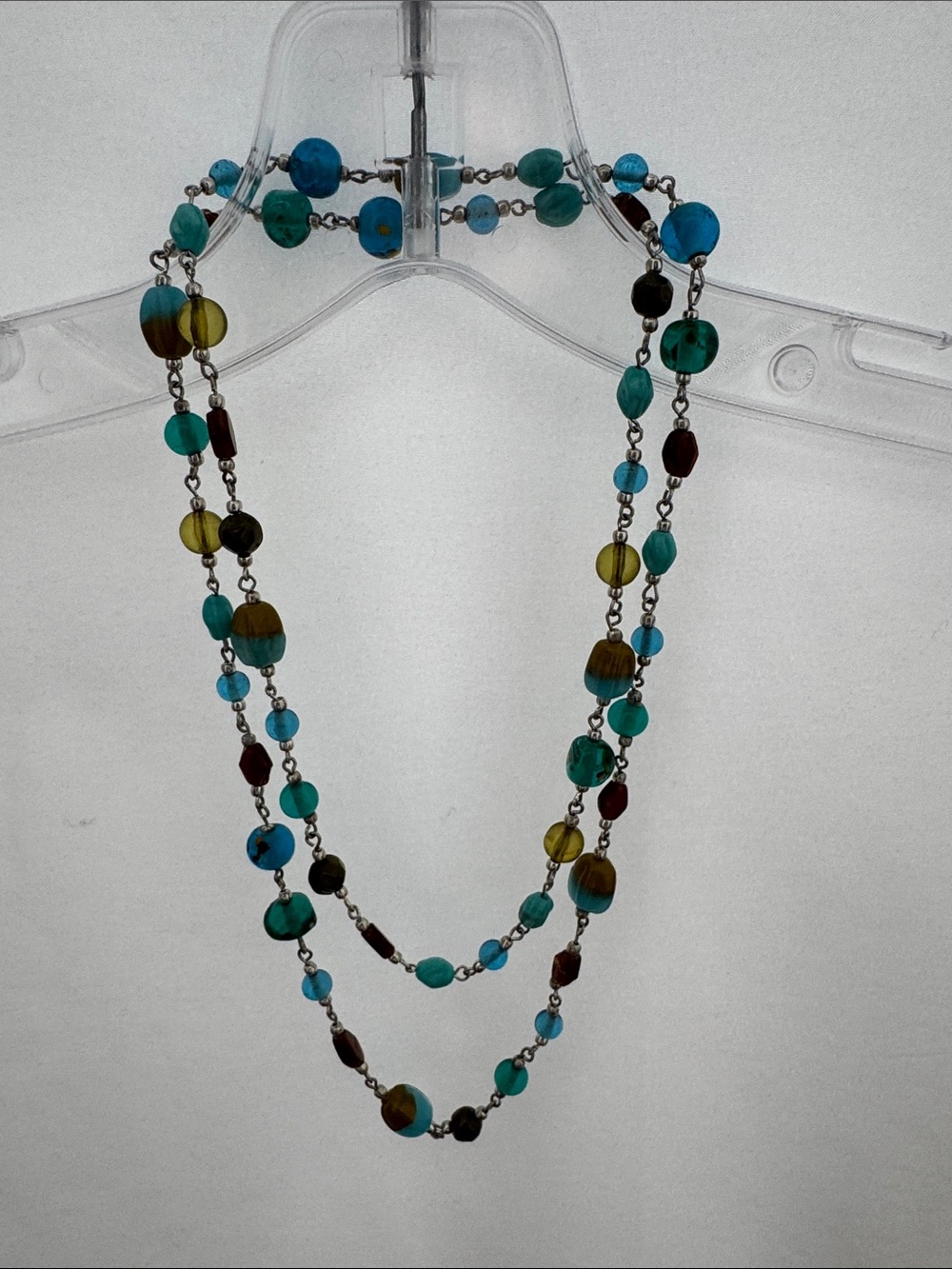 Talbots Multi-Color Beaded Layered Necklace - Blue & Green